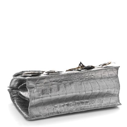 Nancy Gonzalez Metallic Crocodile Butterfly Bag Anthracite 4 of 9