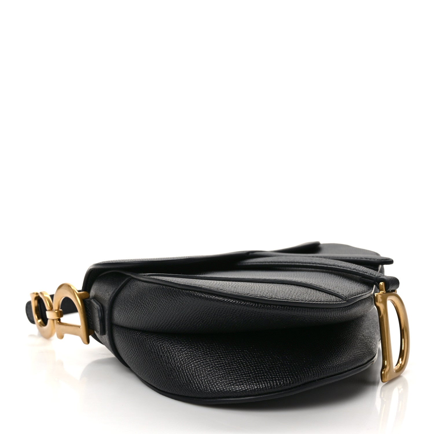 Christian Dior Grained Calfskin Saddle Bag With Strap Black 4 of 13