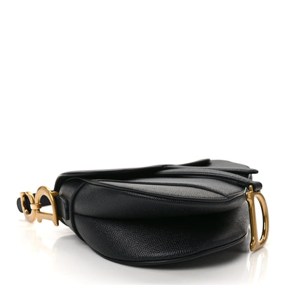 Christian Dior Grained Calfskin Saddle Bag With Strap Black 4 of 13