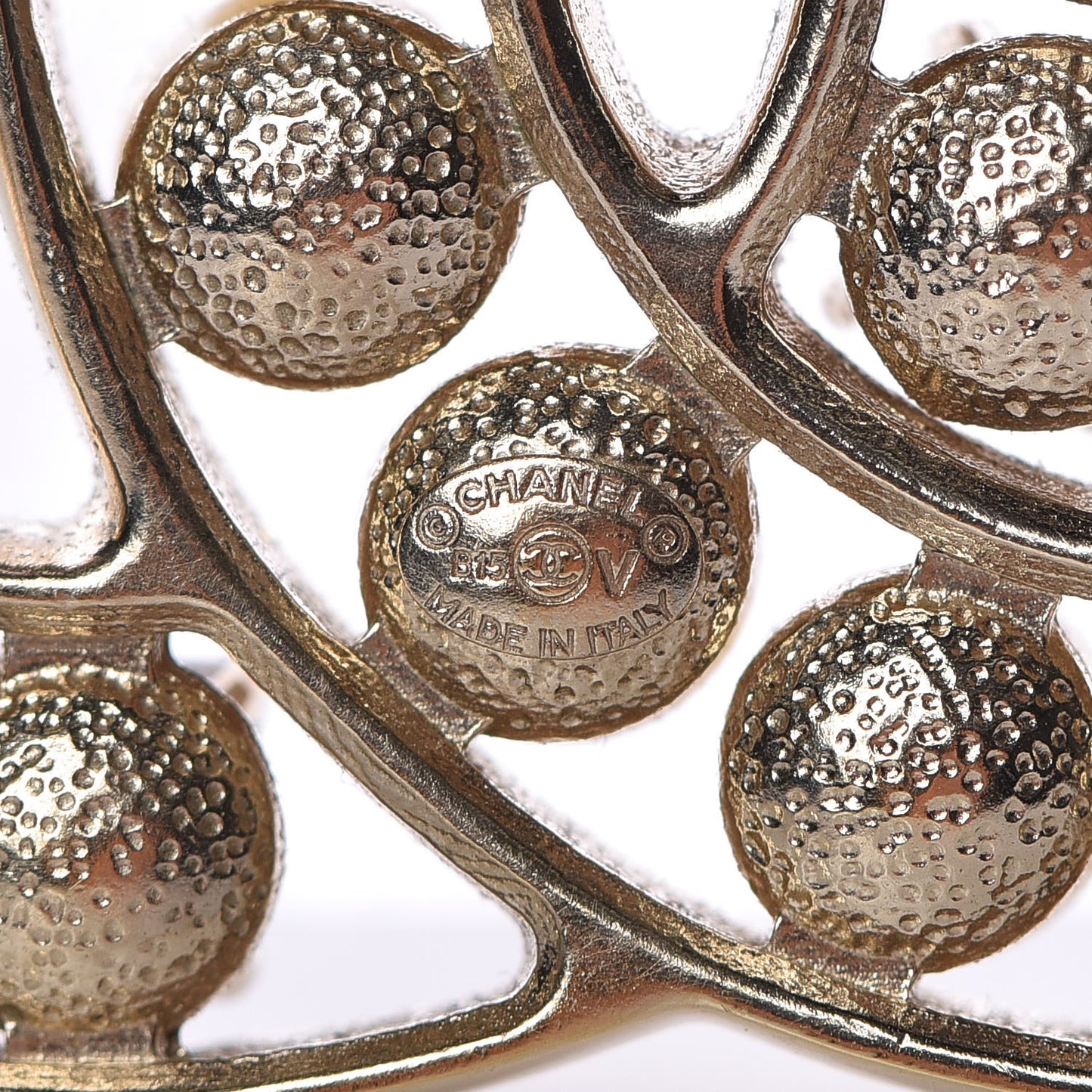 Pearl Crystal CC Brooch Gold