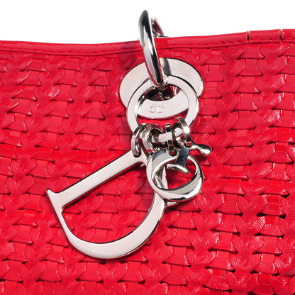 Christian Dior Lambskin Woven Medium Dior Soft Tote Rouge Moyen 7 of 10