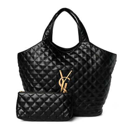Saint Laurent Lambskin Quilted Maxi Icare Shopping Tote Black 1 of 11