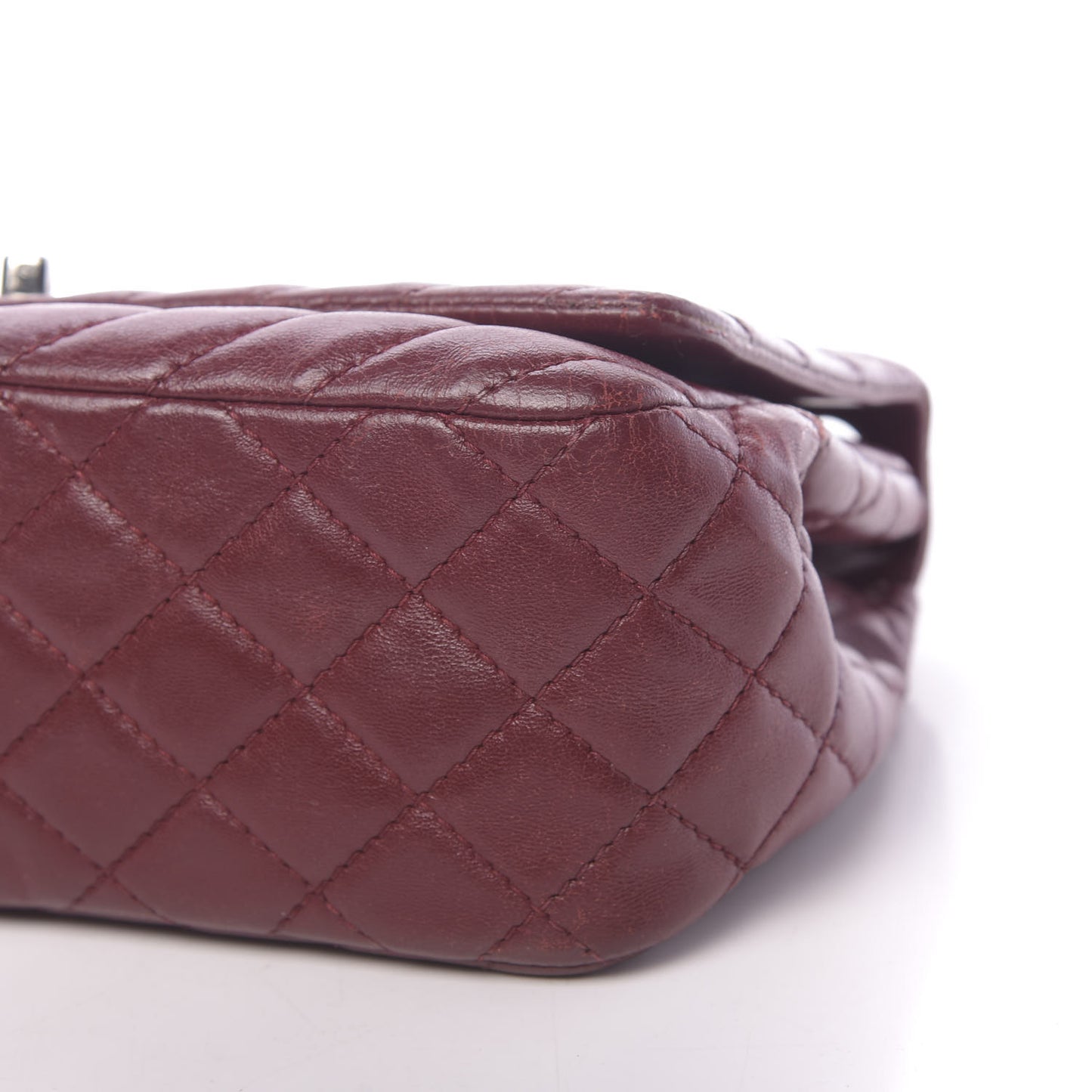 Lambskin Chevron Quilted Medium Surpique Flap Dark Red