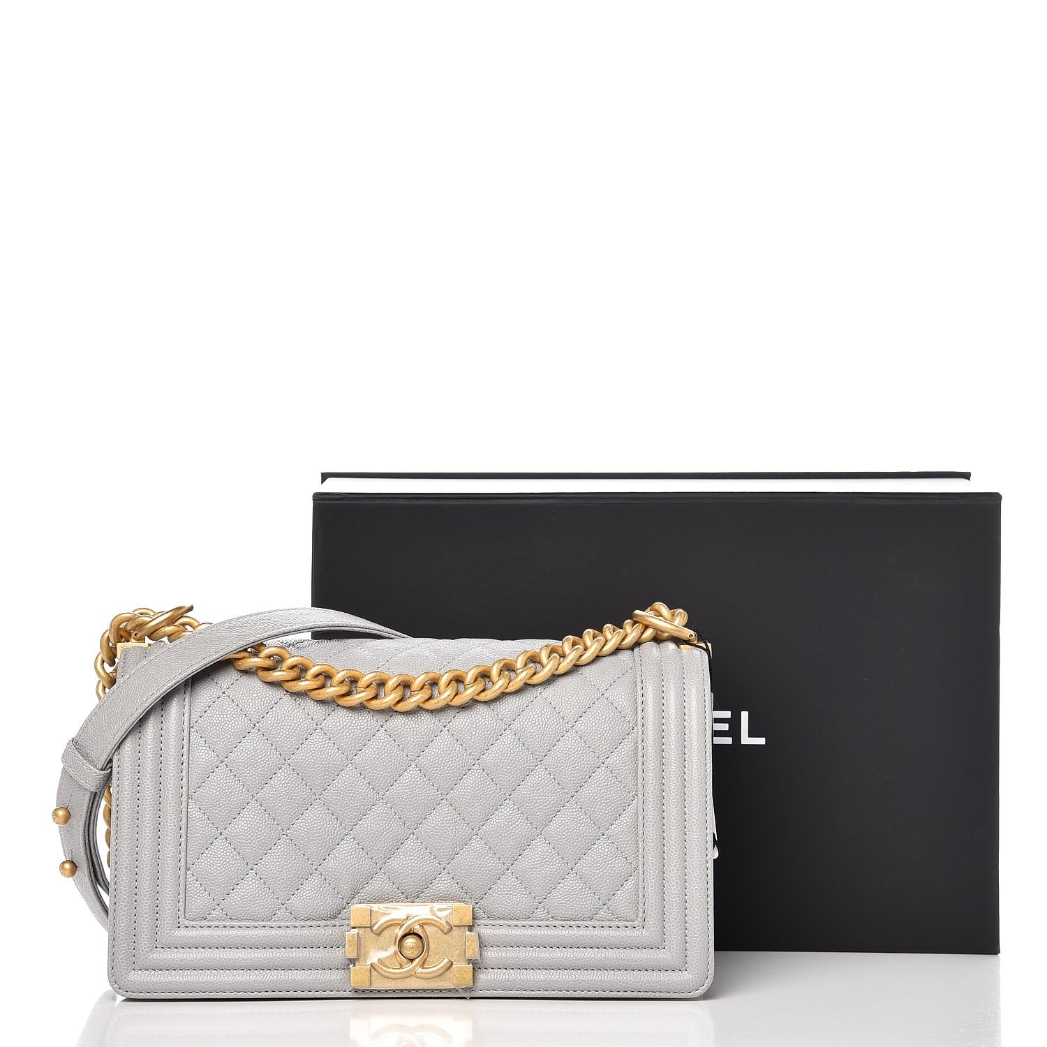 Chanel Caviar Quilted Medium Boy Flap Grey 8 of 8