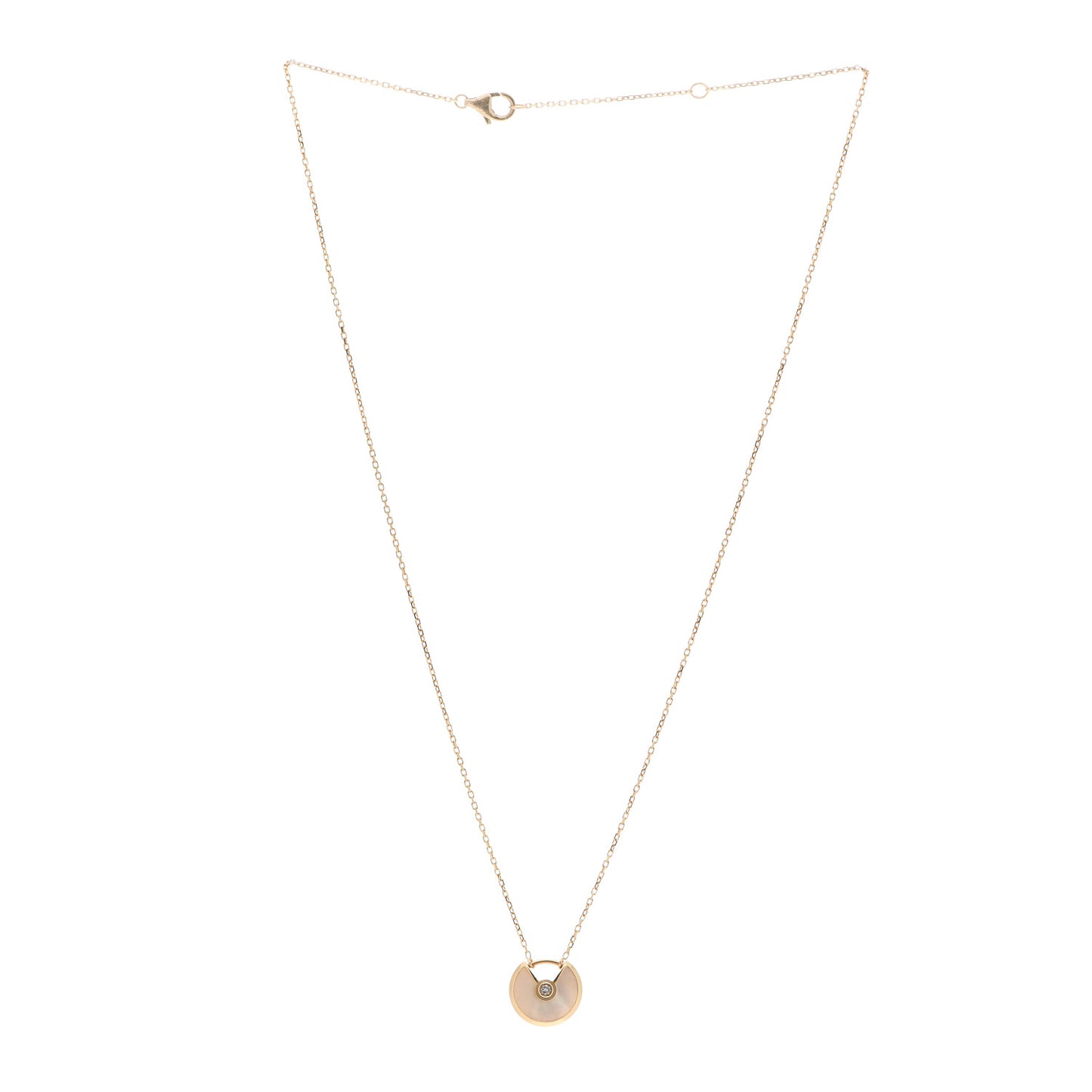 18K Yellow Gold Diamond Mother of Pearl XS Amulette de Cartier Pendant Necklace