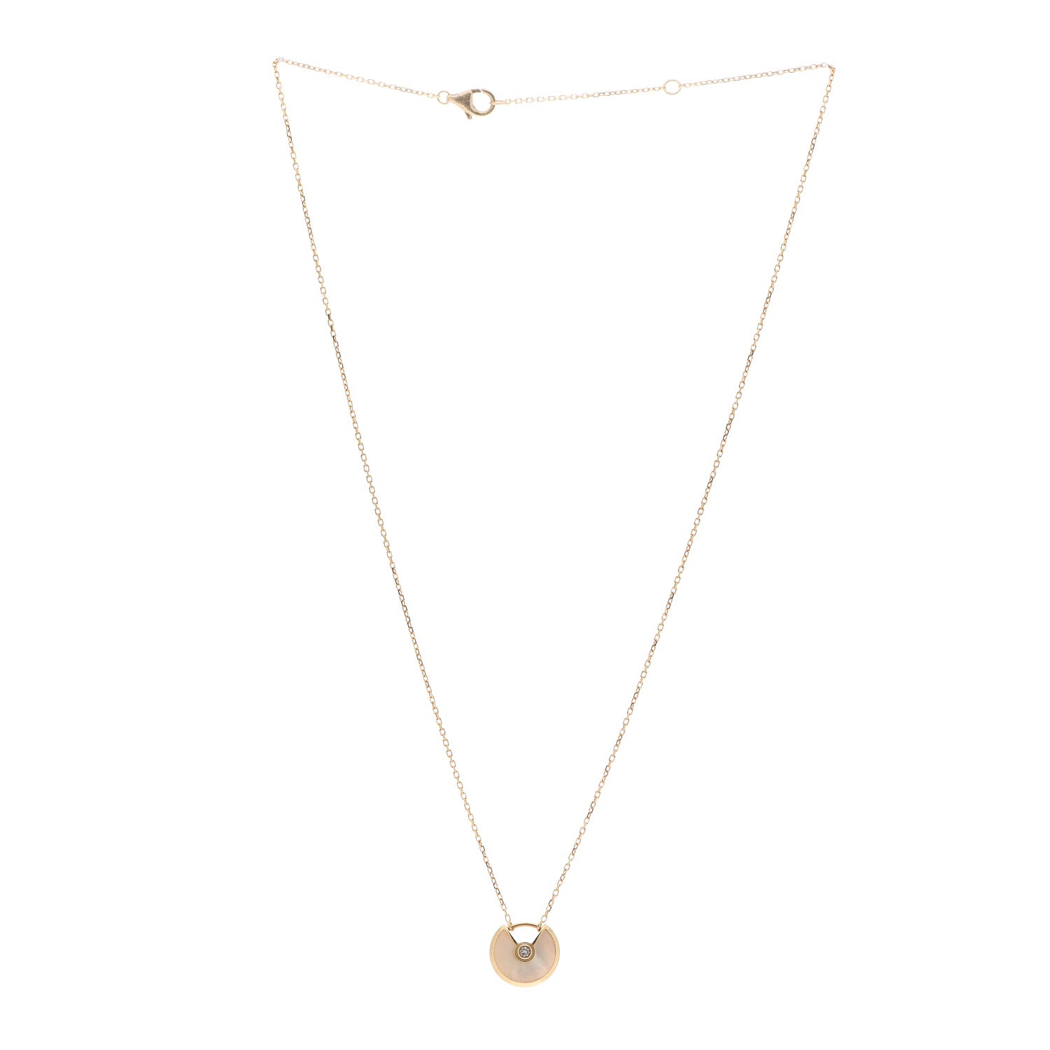 Cartier 18K Yellow Gold Diamond Mother of Pearl XS Amulette de Cartier Pendant Necklace 3 of 6