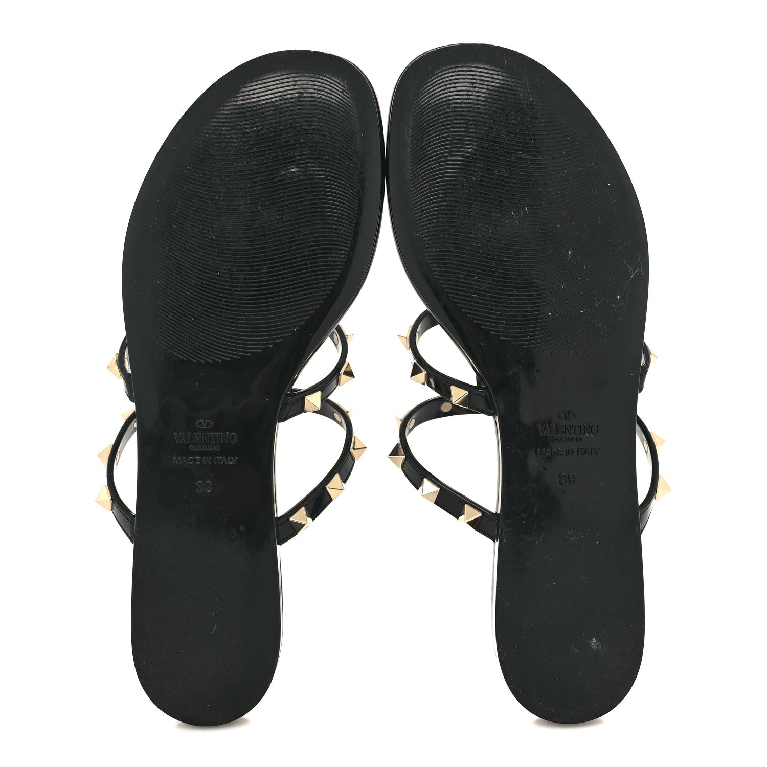 Valentino Garavani PVC Jelly Rockstud Caged Flat Thong Sandals 39 Black 5 of 7