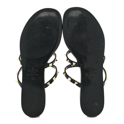 Valentino Garavani PVC Jelly Rockstud Caged Flat Thong Sandals 39 Black 5 of 7