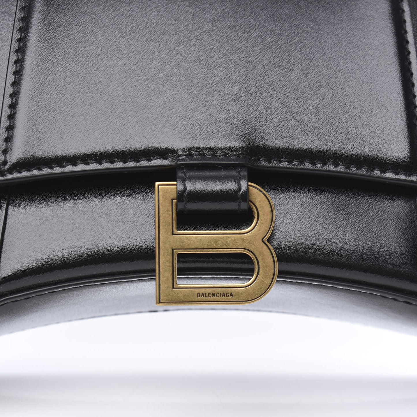 Shiny Box Calfskin Small Hourglass Evening Chain Bag Black