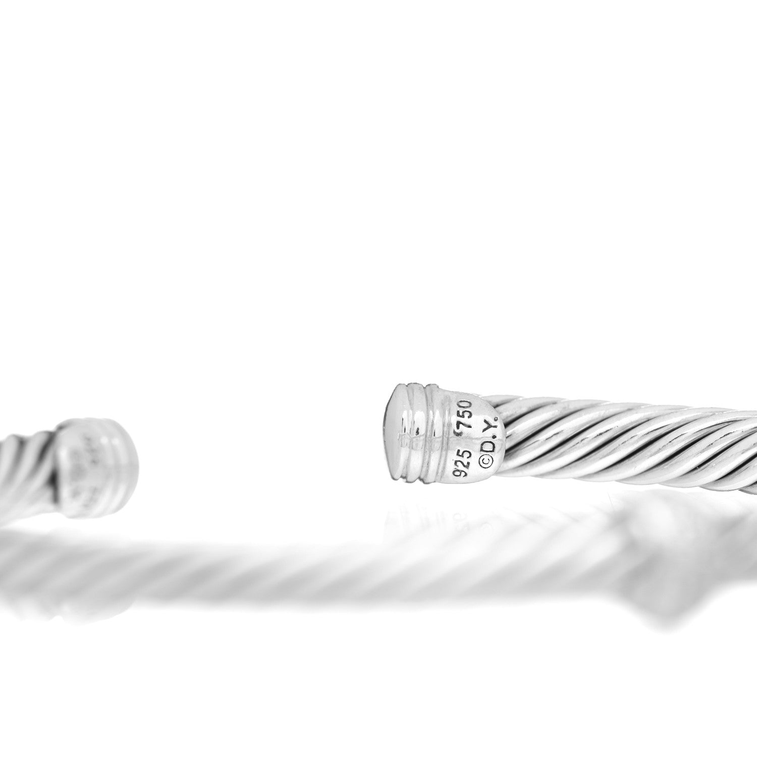 David Yurman Sterling Silver 18K White Gold Diamond 5mm Cable Classics Station Bracelet 4 of 4