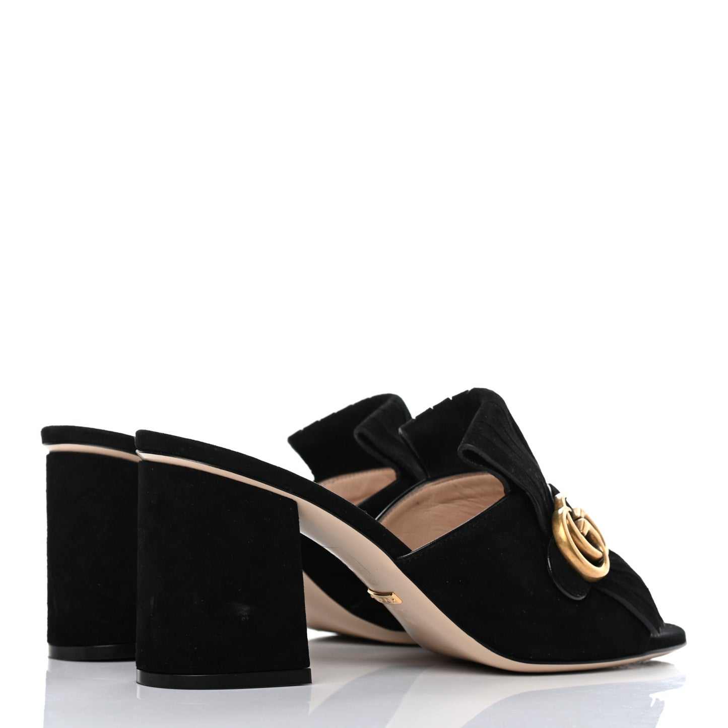 Kid Scamosciato GG Marmont Fringe 75mm Slide Sandals 40 Black