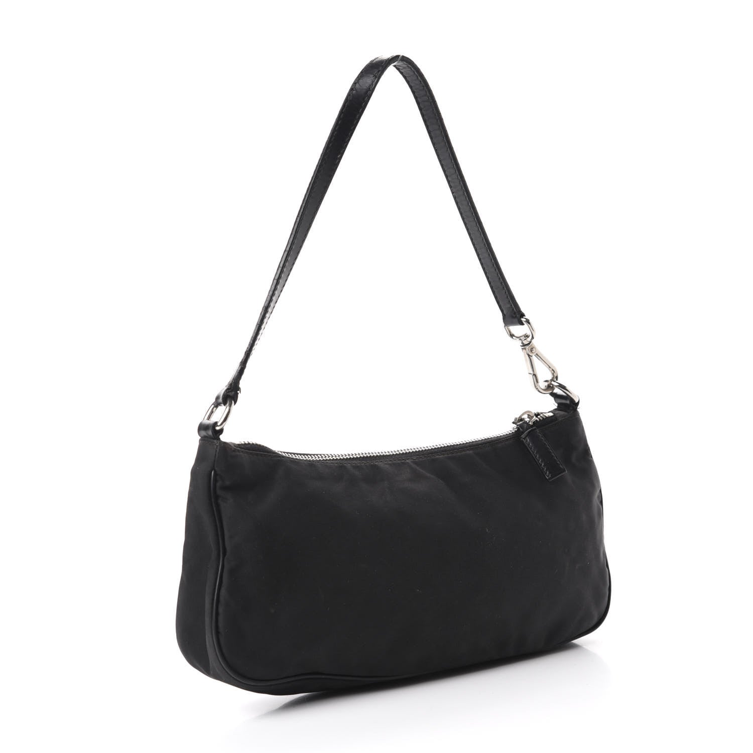 Prada Tessuto Nylon Calfskin Logo Pochette Black 3 of 13