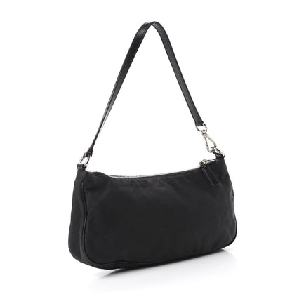 Prada Tessuto Nylon Calfskin Logo Pochette Black 3 of 13