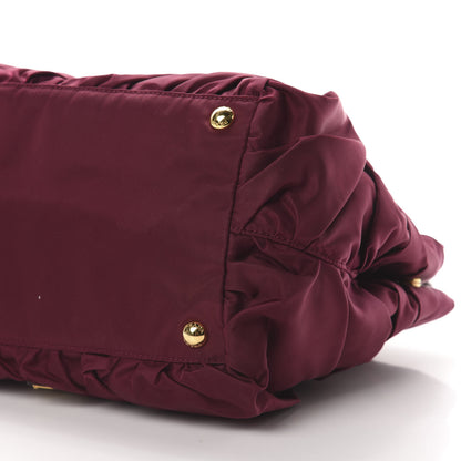 Prada Tessuto Nylon Origami Pleated Tote Barolo 10 of 12