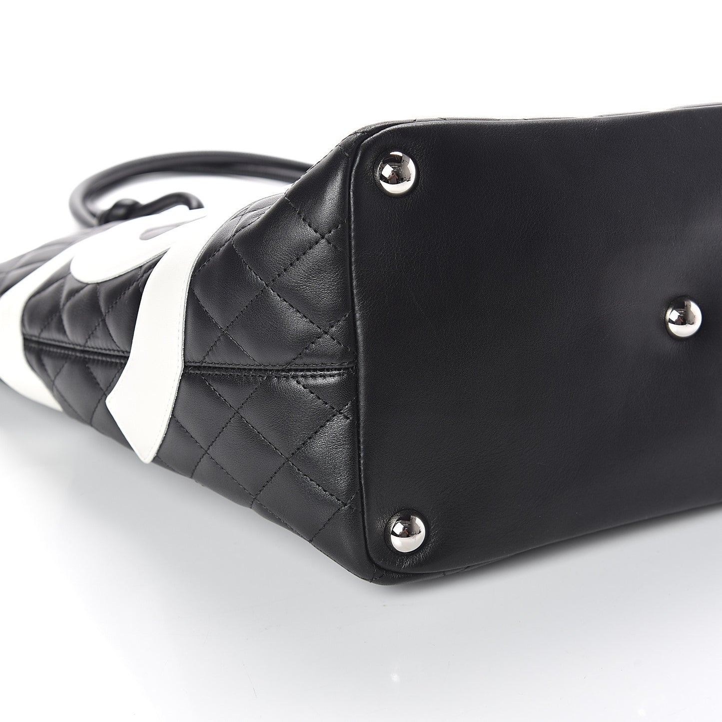 Calfskin Quilted Large Cambon Tote Black White
