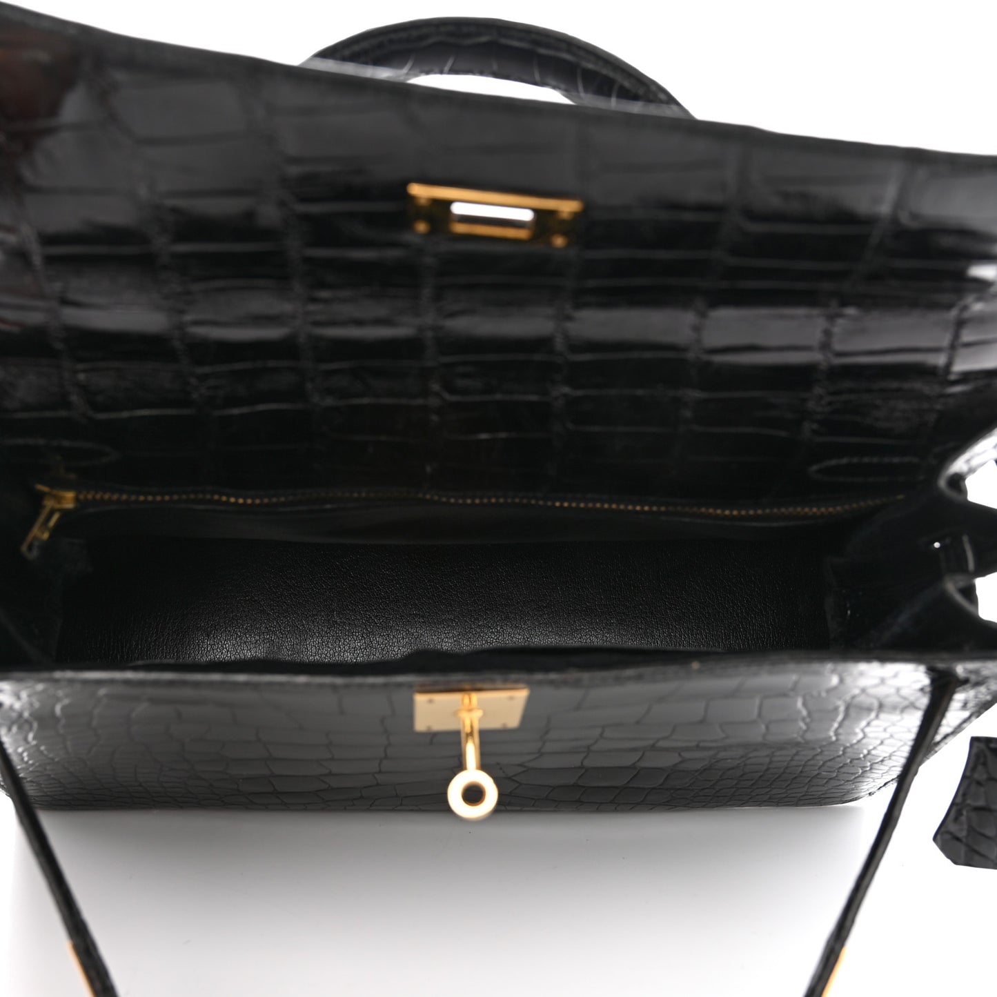 Shiny Alligator Kelly Sellier 32 Black