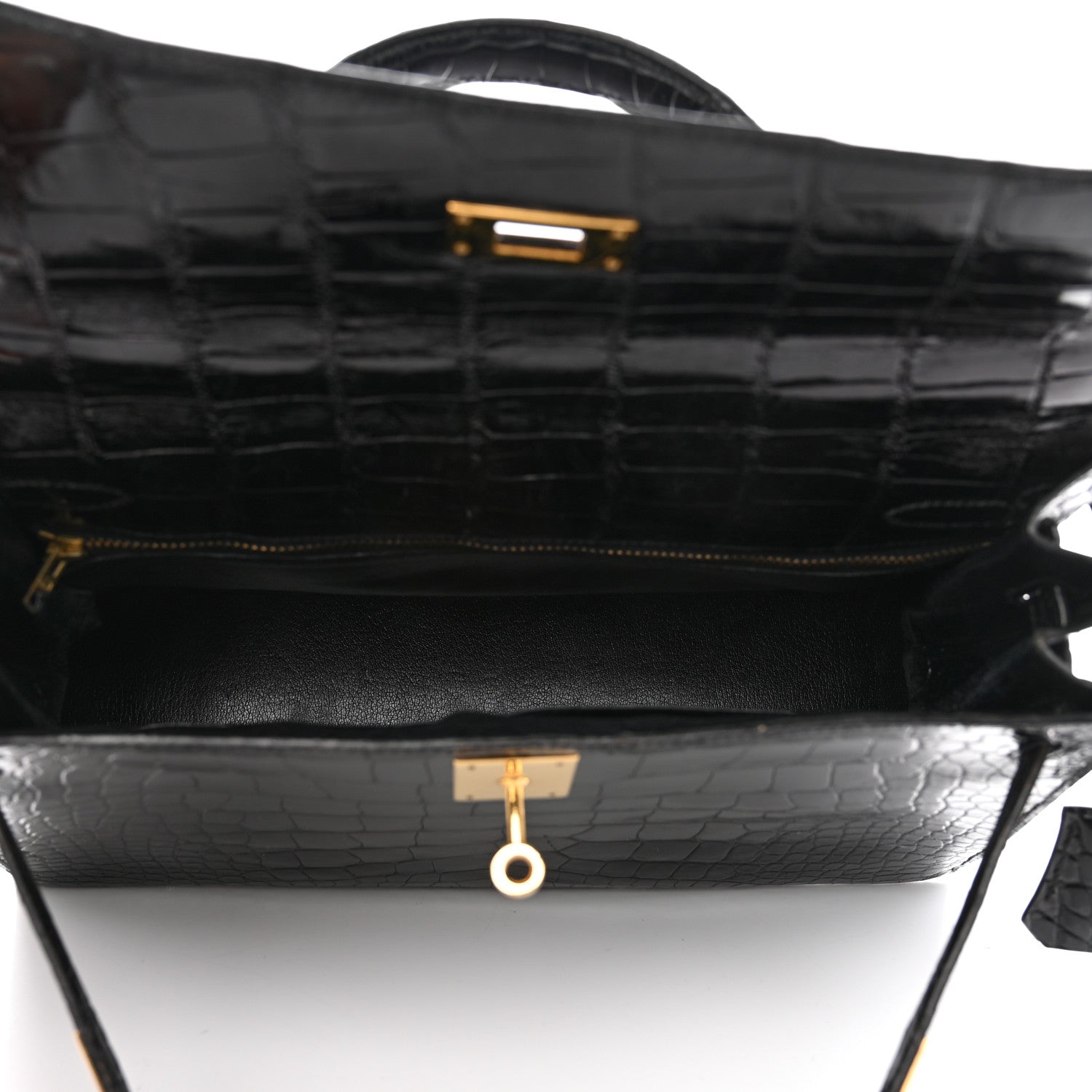Hermes Shiny Alligator Kelly Sellier 32 Black 5 of 11