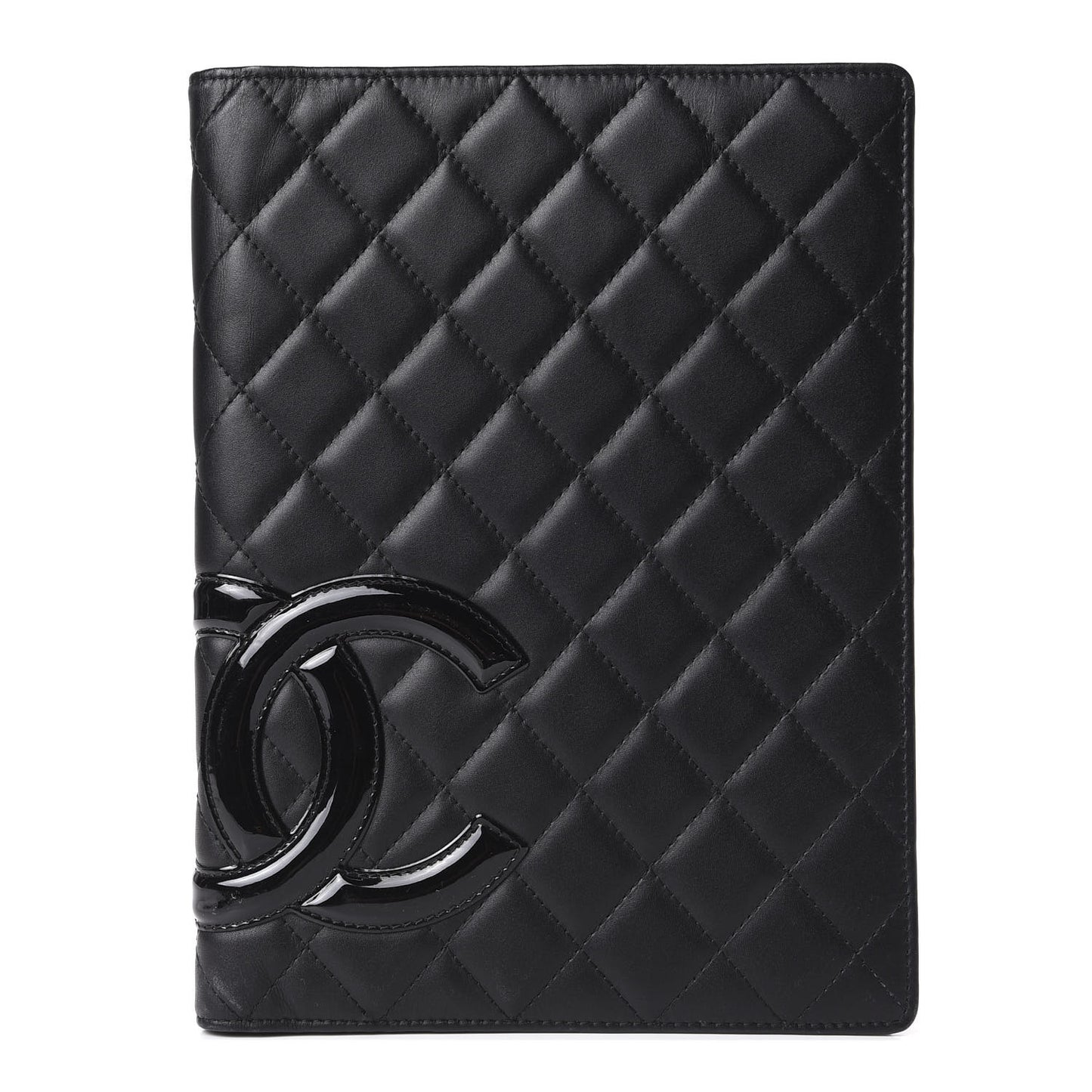 Calfskin Quilted Large Cambon Agenda Planner Black