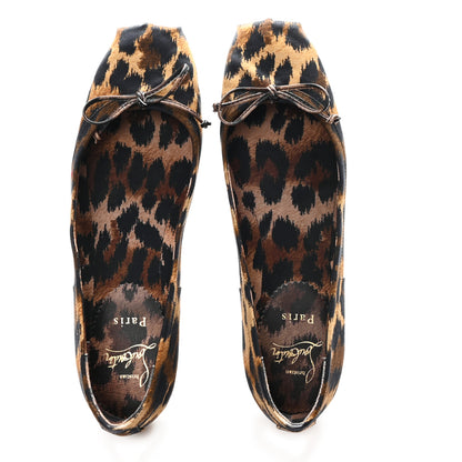 Christian Louboutin Crepe Satin Leopard Mamadrague Flats 37.5 Brown 2 of 8