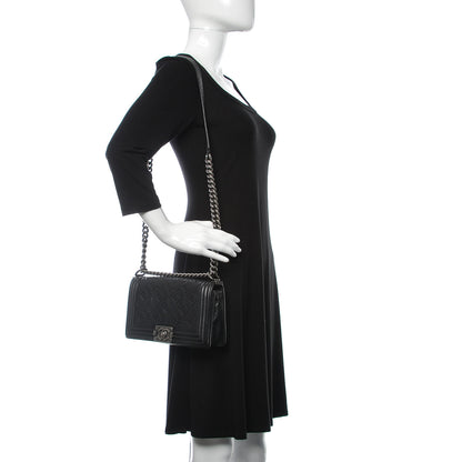 Chanel Calfskin Crystal Embossed Medium Boy Flap Black 2 of 11