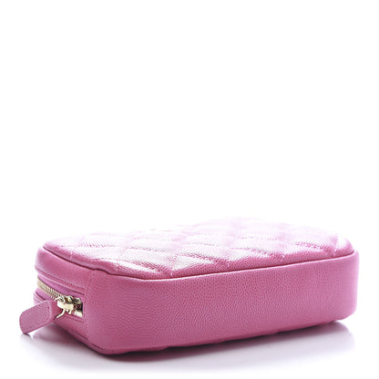 Chanel Caviar Quilted Small Curvy Pouch Cosmetic Case Pink 5 of 10