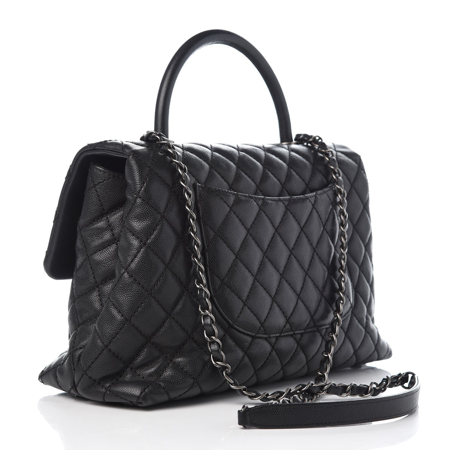 Chanel Caviar Quilted Medium Coco Handle Flap Black 3 of 6