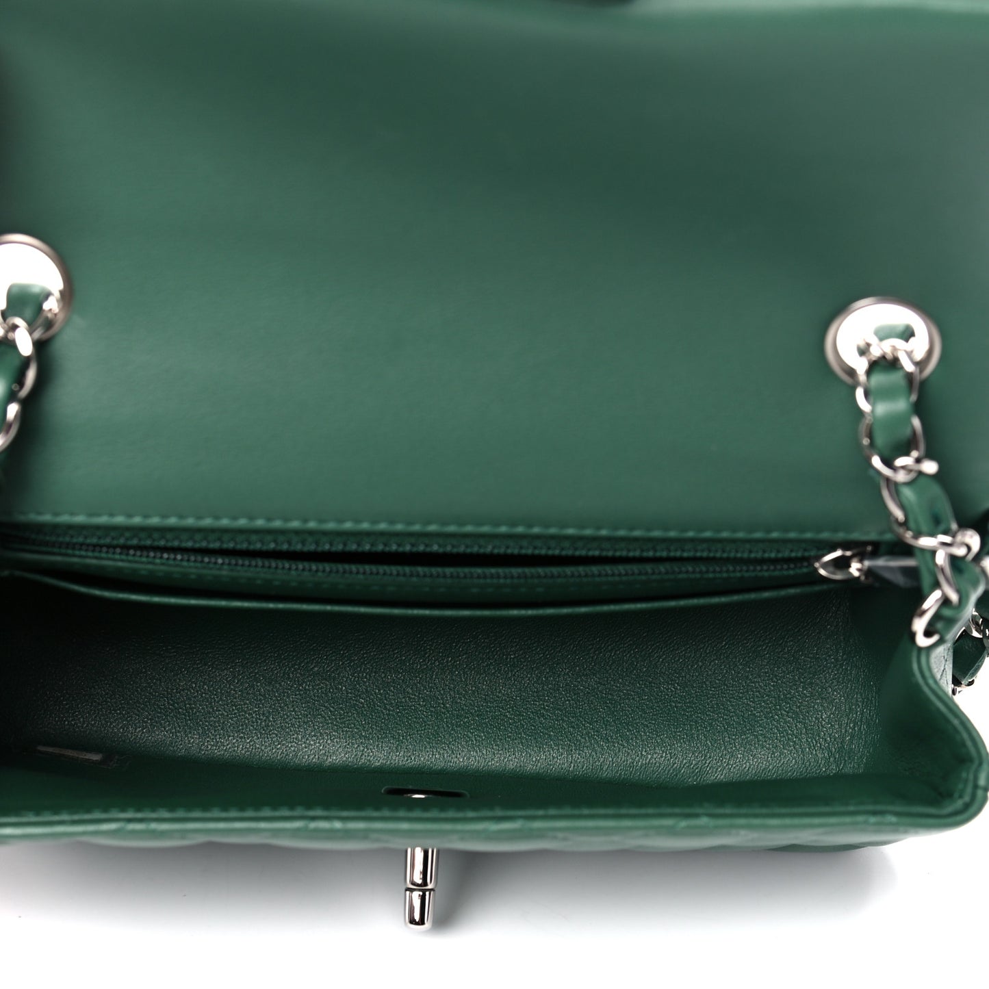 Lambskin Quilted Mini Rectangular Flap Green