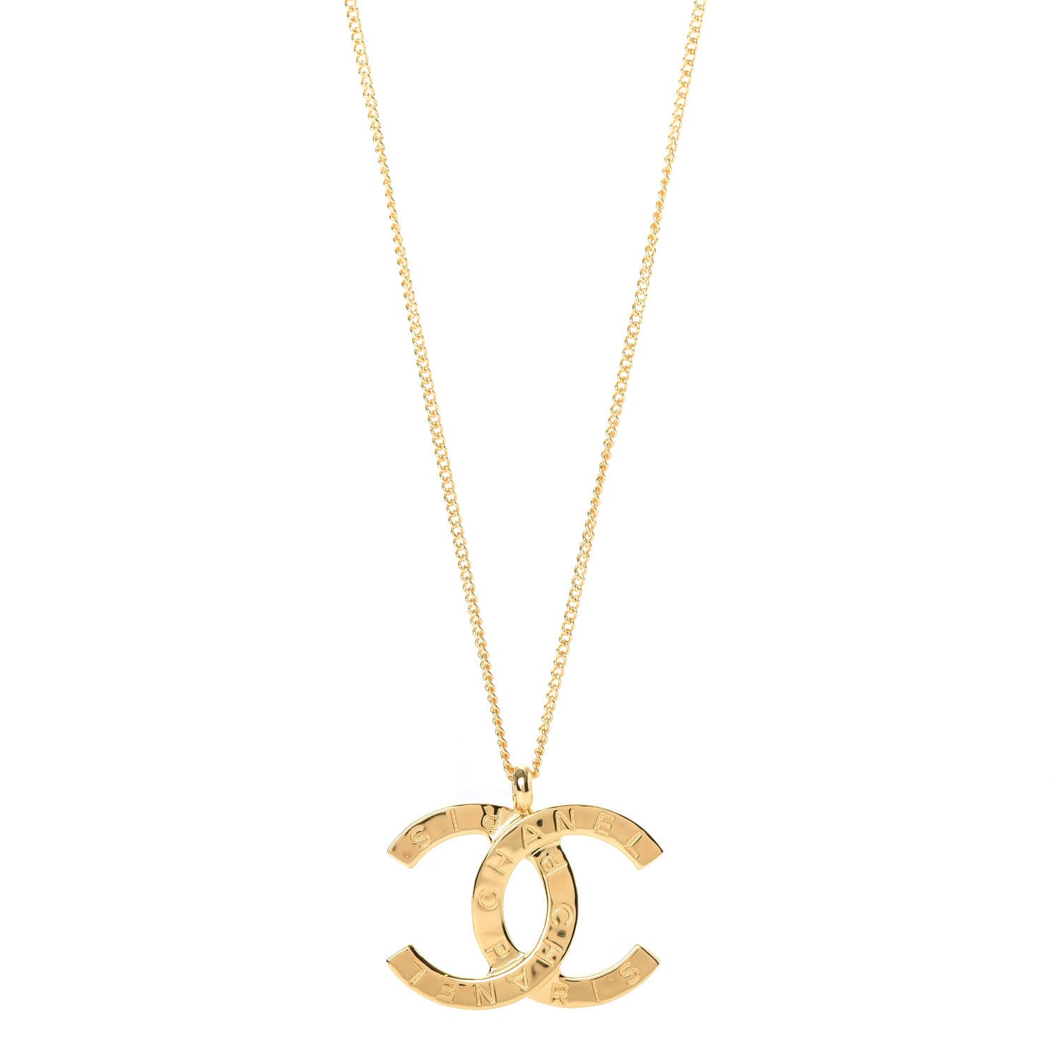 Chanel Metal CC Paris Button Necklace Gold 1 of 5