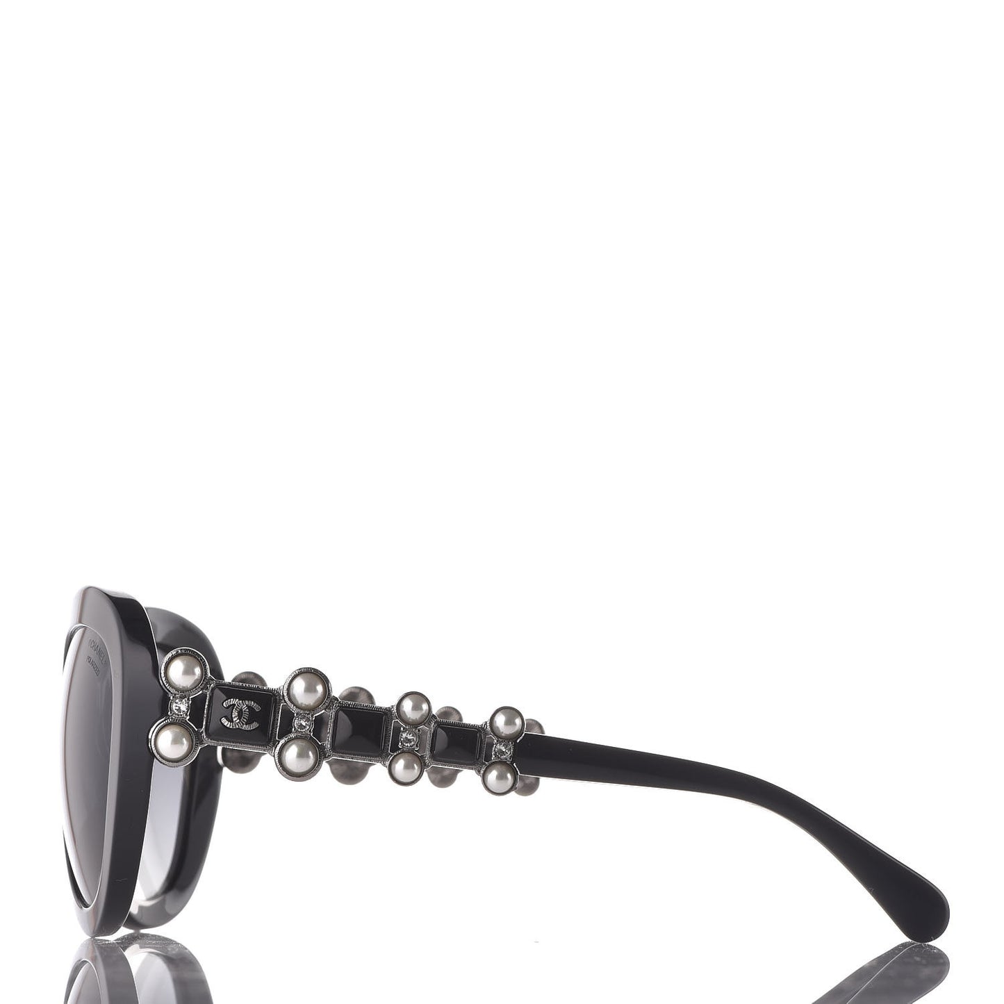 Pearl Crystal Bijoux Polarized Sunglasses 5334-H-B Black