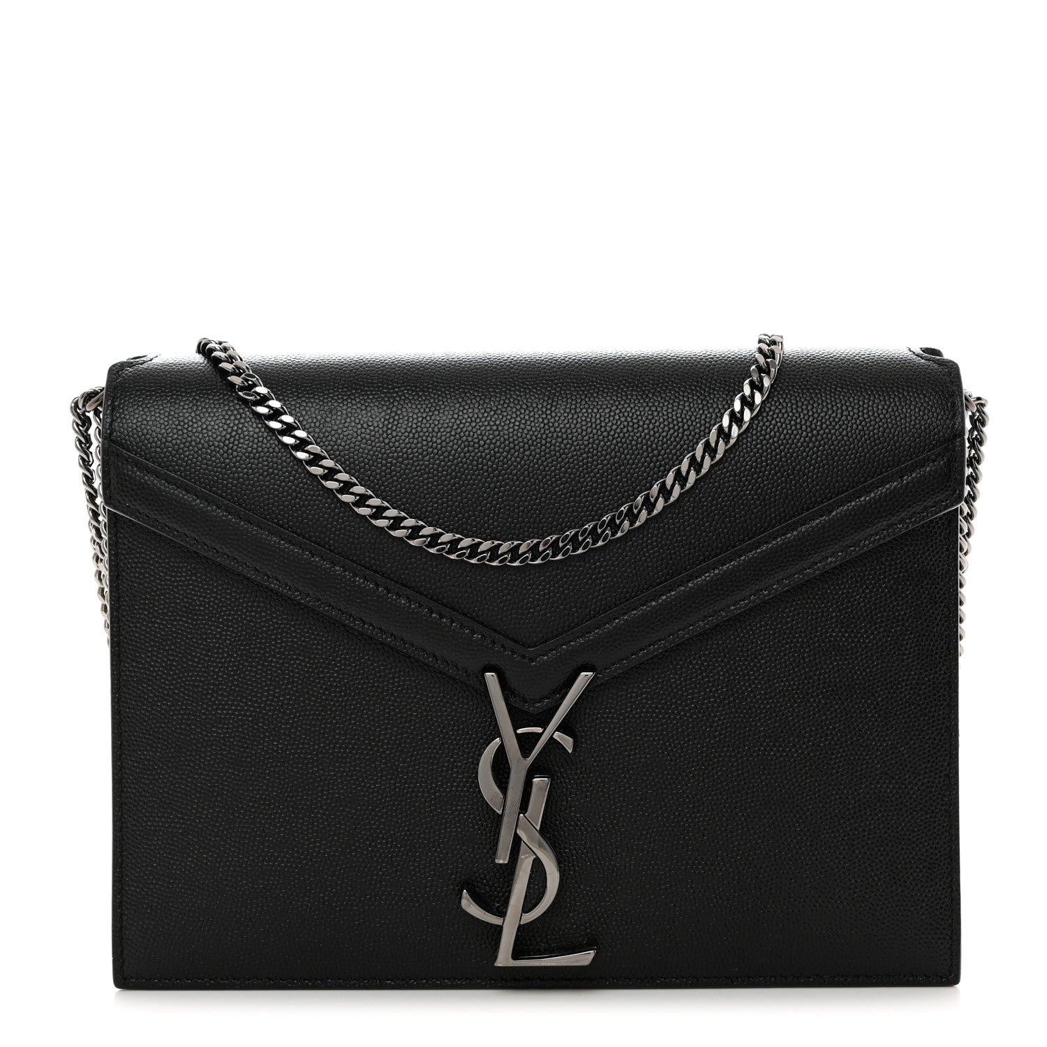 Saint Laurent Grain De Poudre Monogram Cassandra Clasp Bag Black 1 of 10