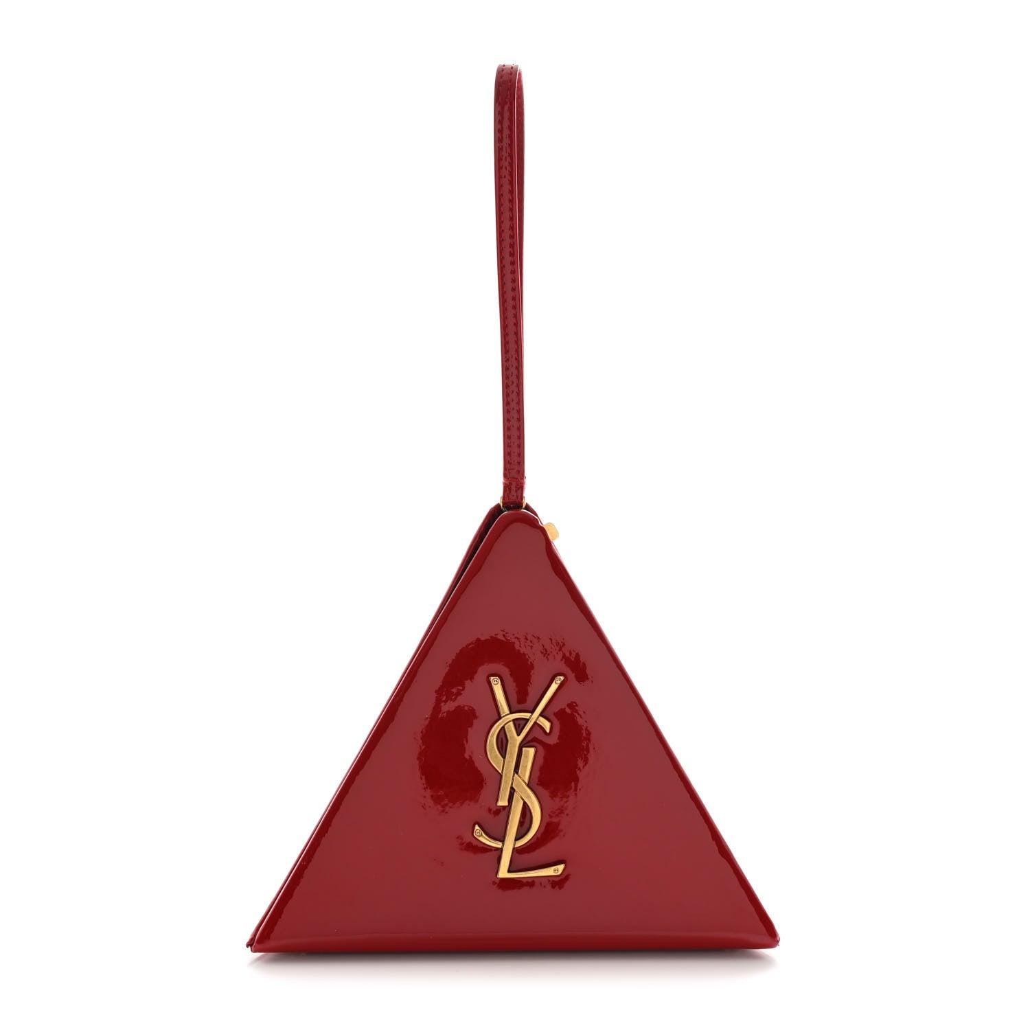Saint Laurent Patent Pyramid Clutch Rouge Eros 1 of 9