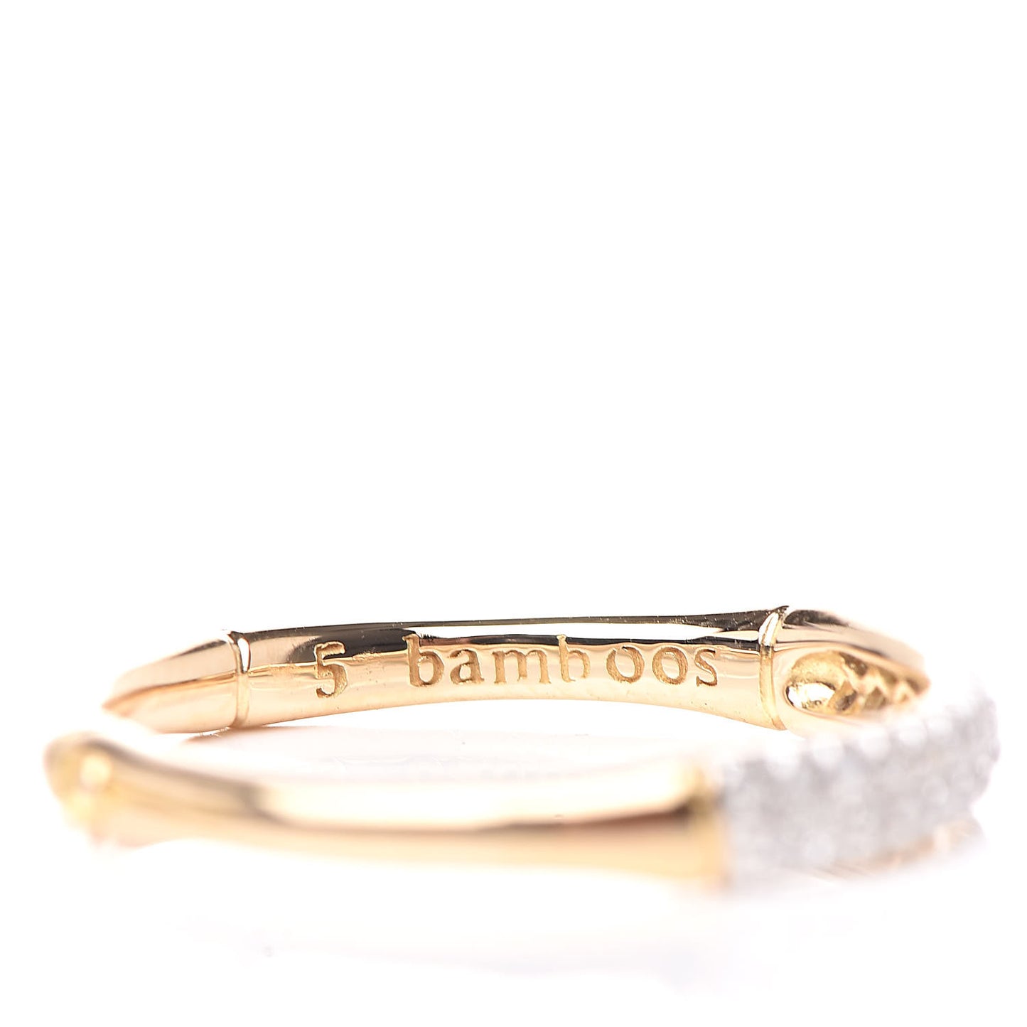 18K Yellow Gold Diamond Bamboo Slim Band Ring 54 7