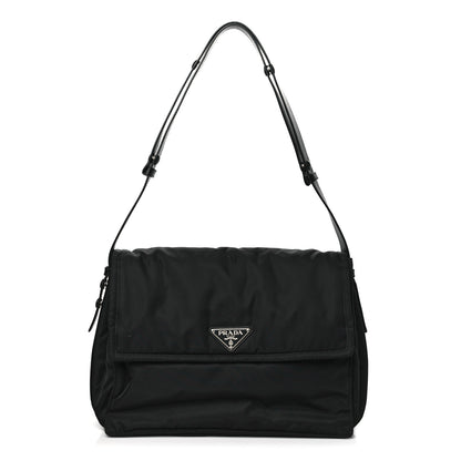 Prada Re-Nylon Vitello Padded Large Flap Shoulder Bag Black 1 of 8