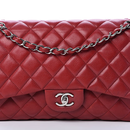 Chanel Caviar Quilted Jumbo Double Flap Red 8 of 10
