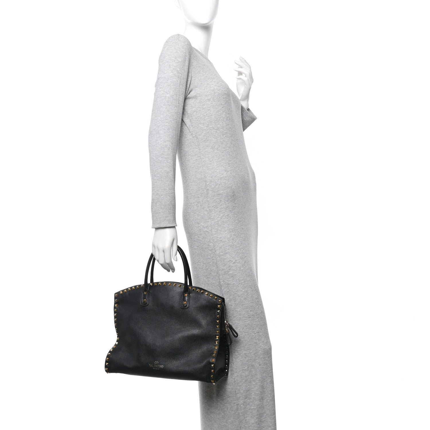 Valentino Garavani Vitello Rockstud Dome Shopper Black 2 of 9