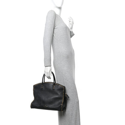 Valentino Garavani Vitello Rockstud Dome Shopper Black 2 of 9