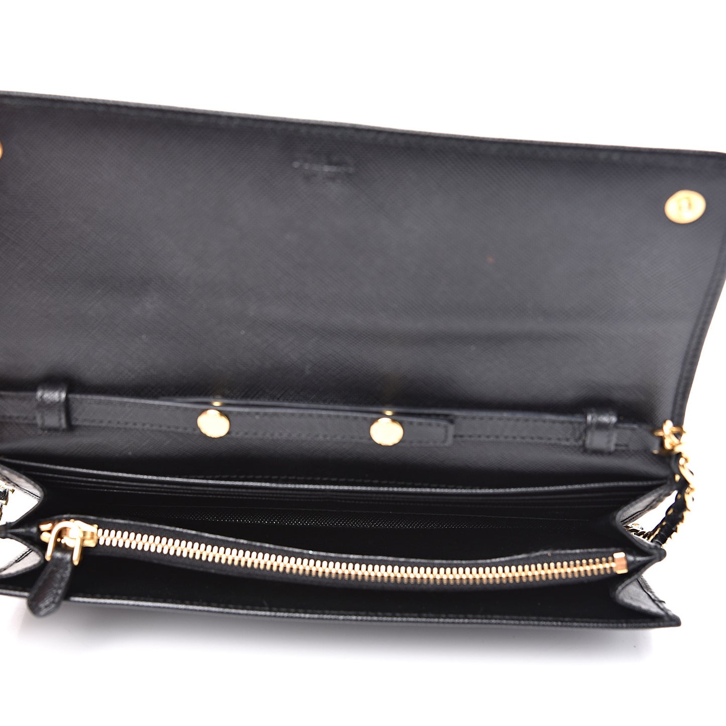 Saffiano Metal Oro Chain Wallet Black