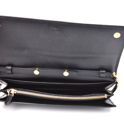 Prada Saffiano Metal Oro Chain Wallet Black 4 of 11