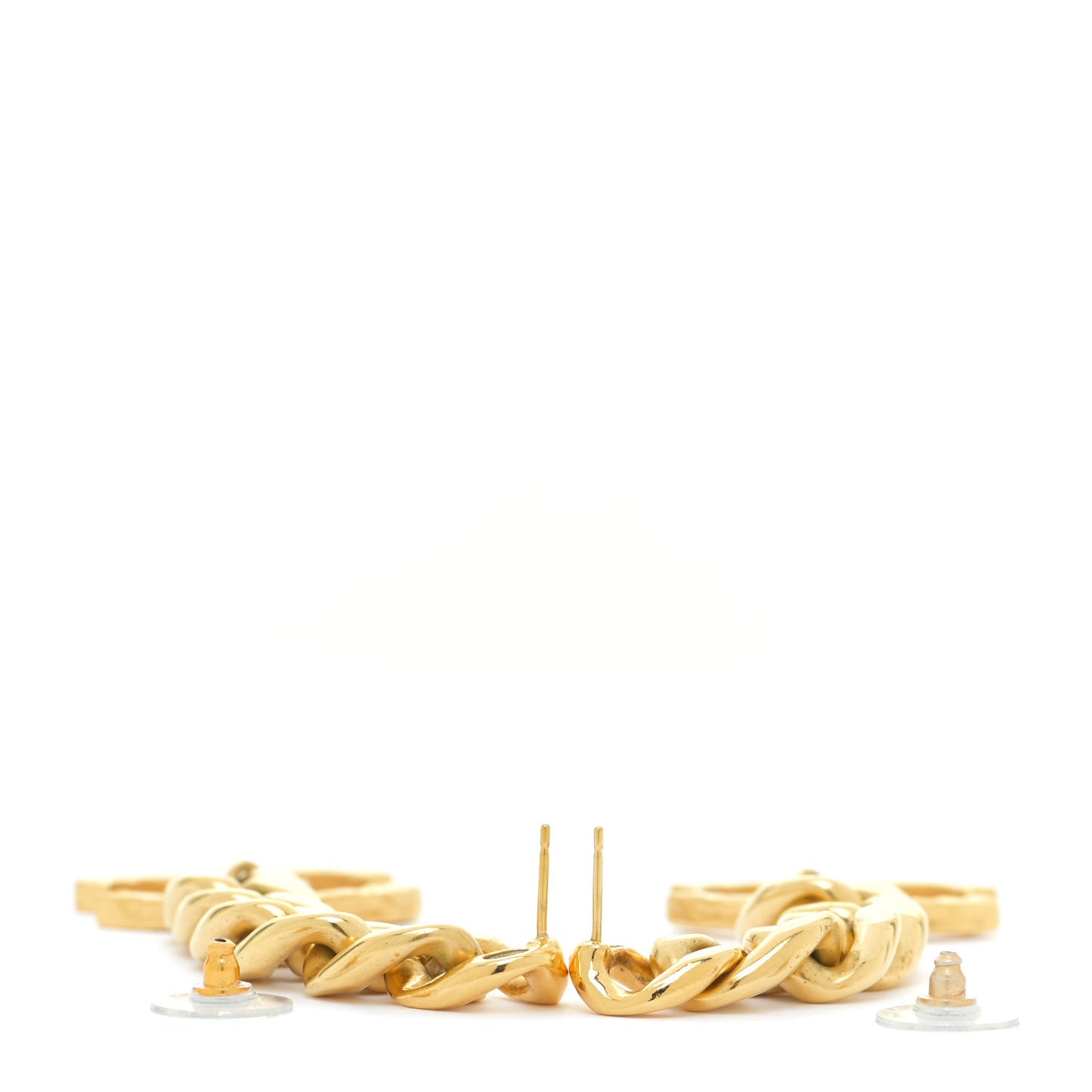 Metal CC Pick Drop Earrings Gold