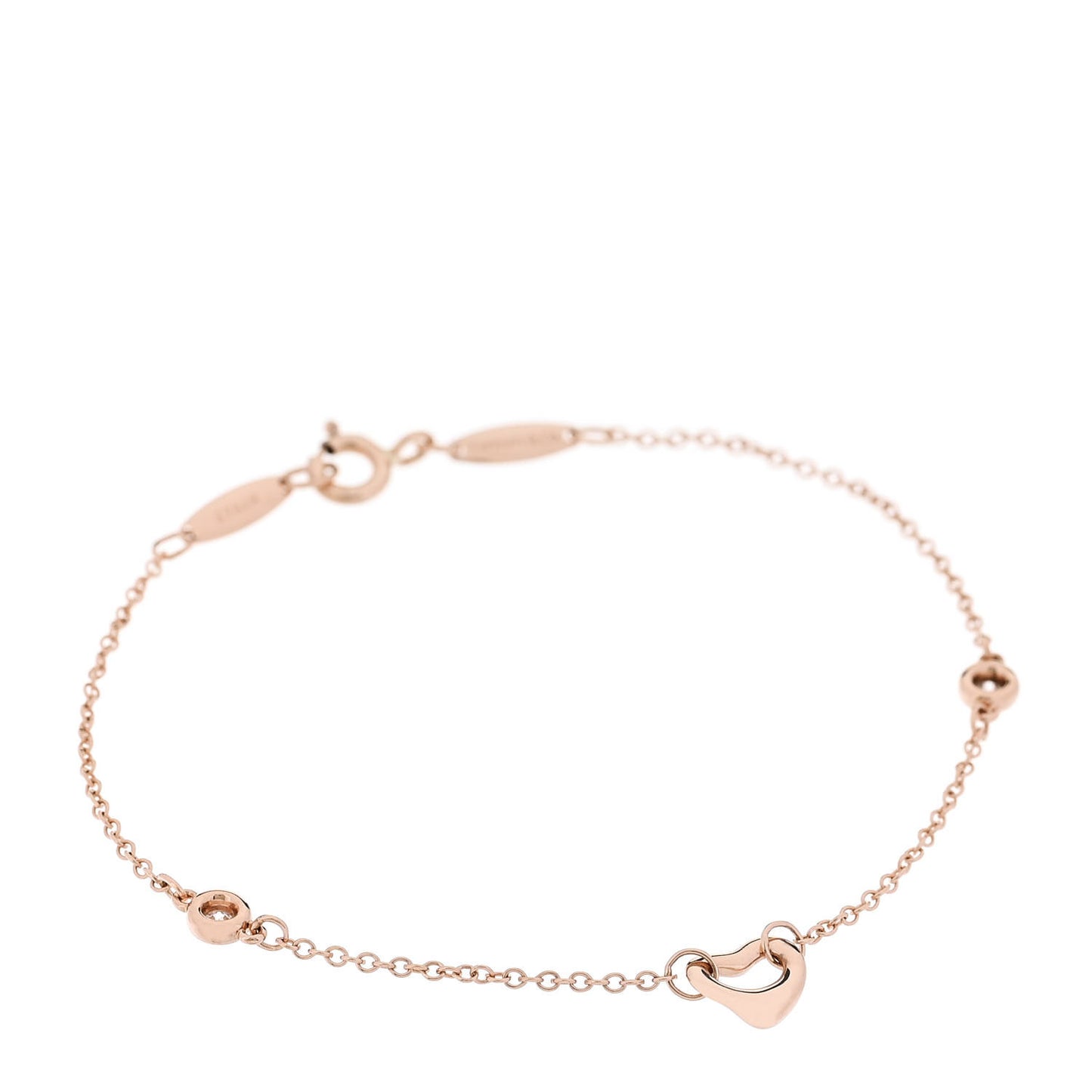 18K Rose Gold Diamond Elsa Peretti Diamonds by the Yard Open Heart Bracelet