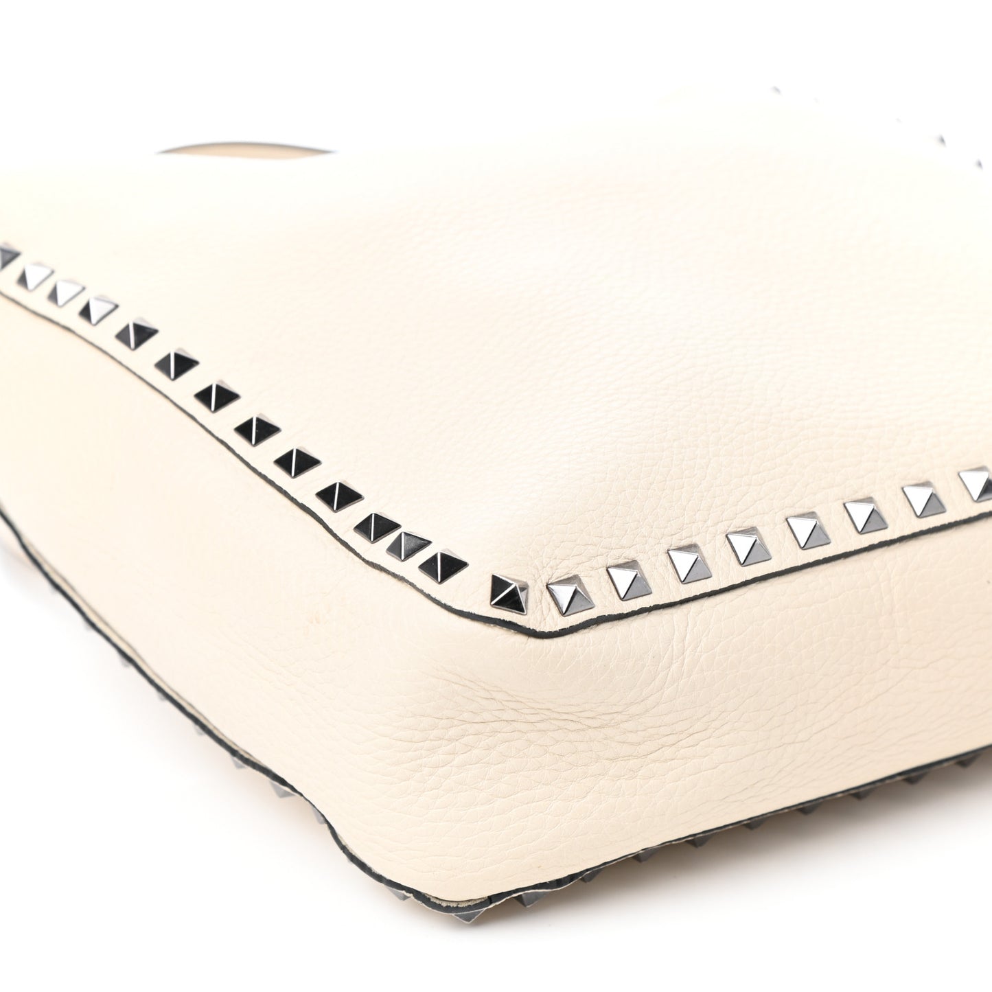 Pebbled Calfskin Small Rockstud Flip-Lock Messenger Bag Light Ivory