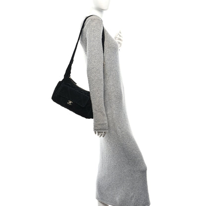 Chanel Nylon Velvet Effect Quilted Large Bowling Bag Black 2 of 11