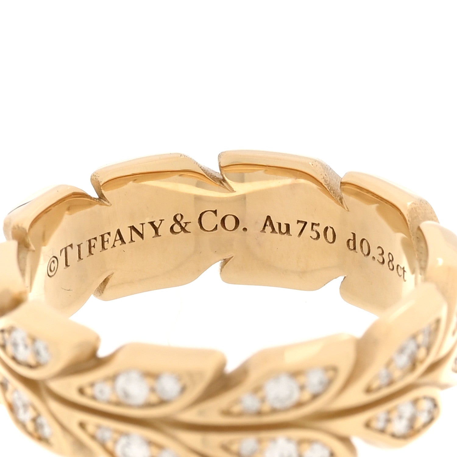 Tiffany 18K Yellow Gold Diamond Victoria Vine Band Ring 52 6 4 of 4