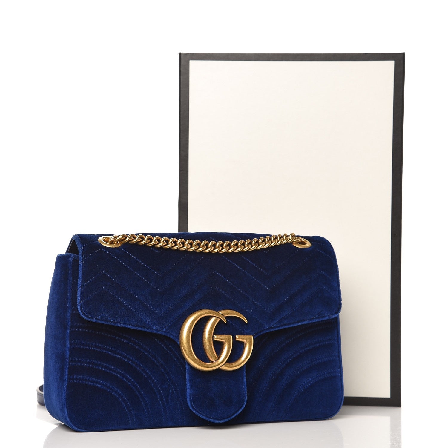 Gucci Velvet Matelasse Medium GG Marmont Shoulder Bag Cobalt Blue 9 of 9