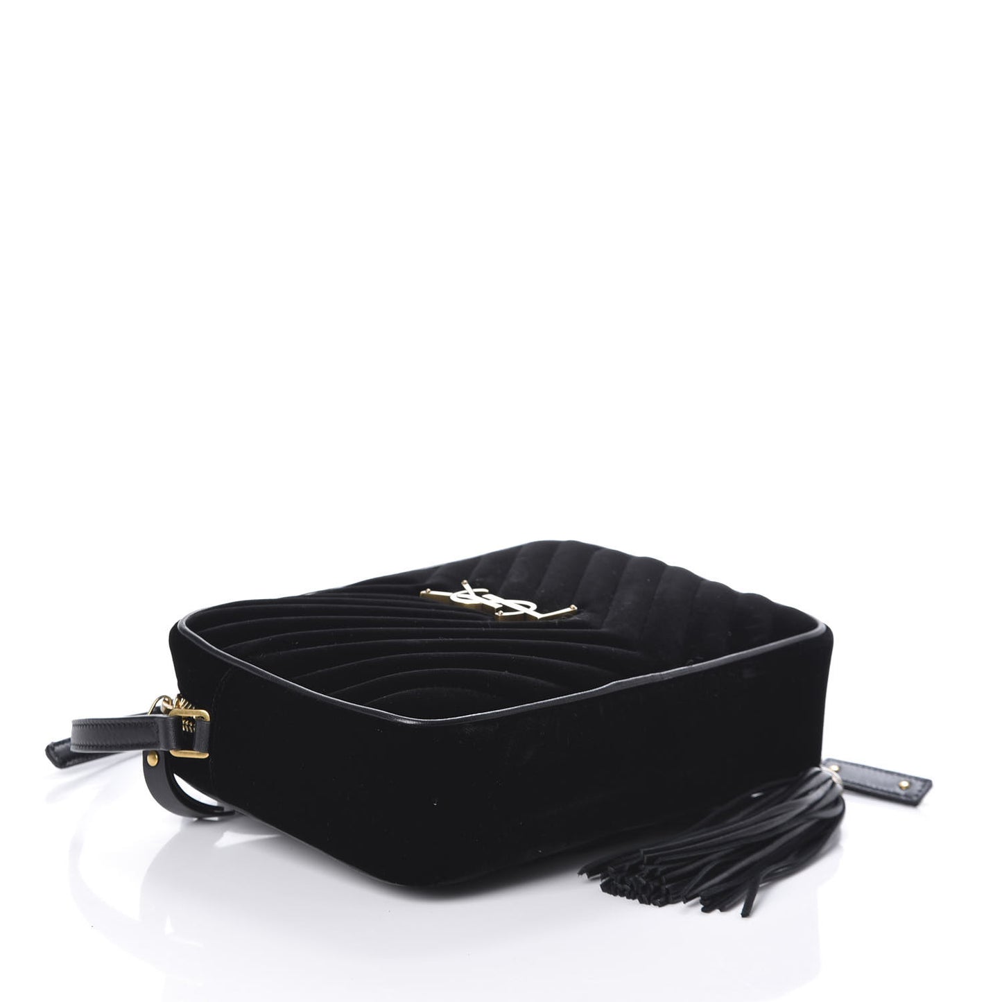 Velvet Matelasse Monogram Lou Camera Bag Black