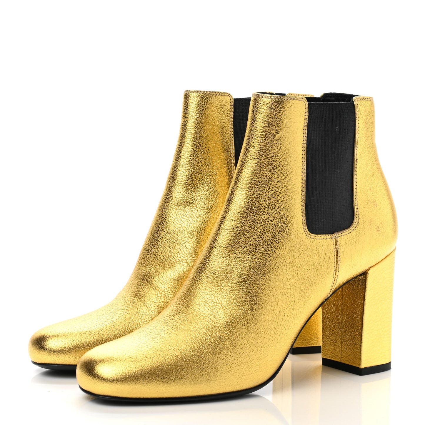 Metallic Cracked Loulou Pin Booties 37.5 Copper