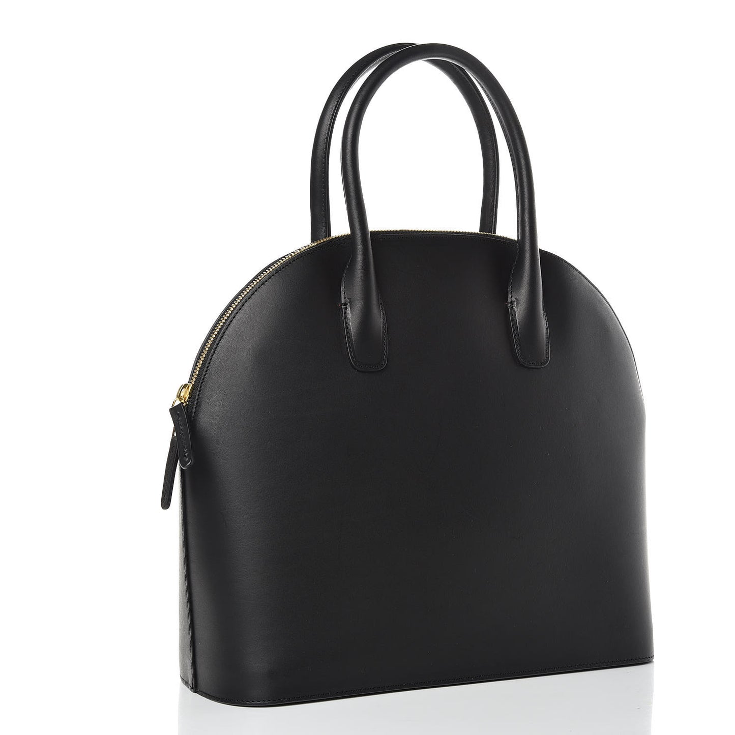 Calfskin Top Handle Rounded Bag Black Flamma