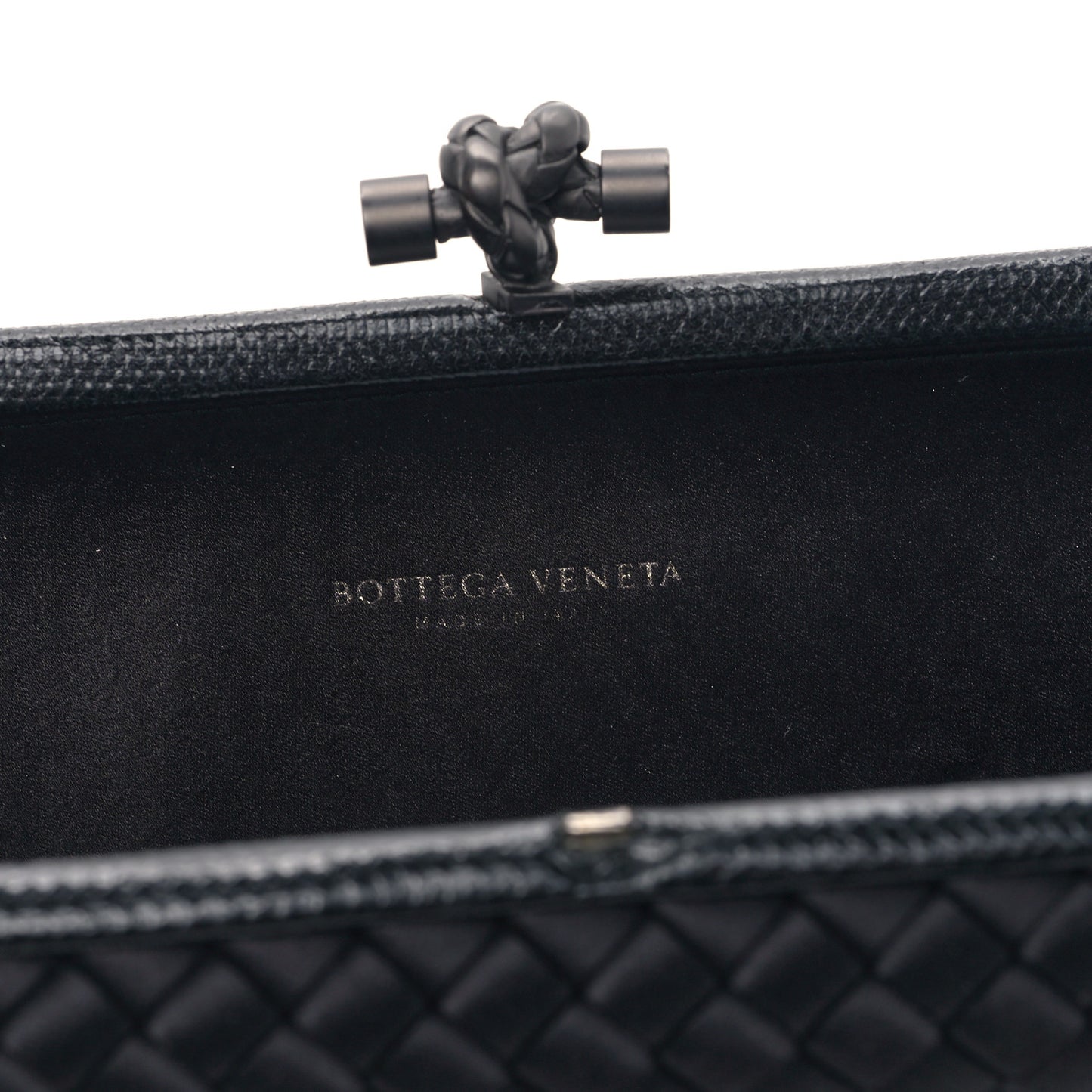 Satin Ayers Intreccio Impero Stretch Knot Clutch Black