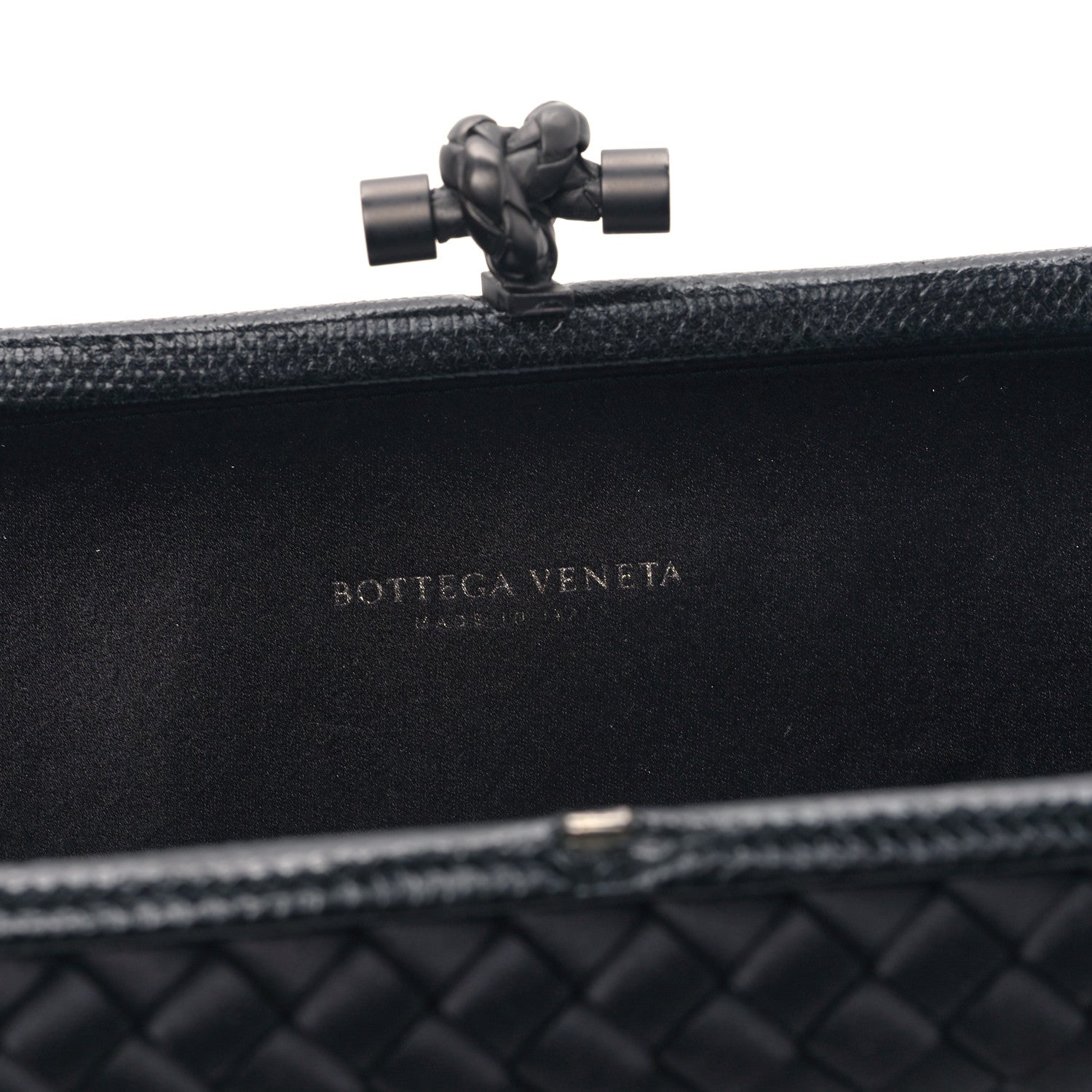 Bottega Veneta Satin Ayers Intreccio Impero Stretch Knot Clutch Black 6 of 8