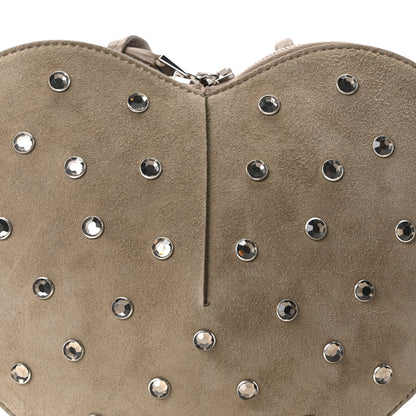 Alaia Suede Crystal Embellished Le Coeur Bag Gris Taupe 7 of 9